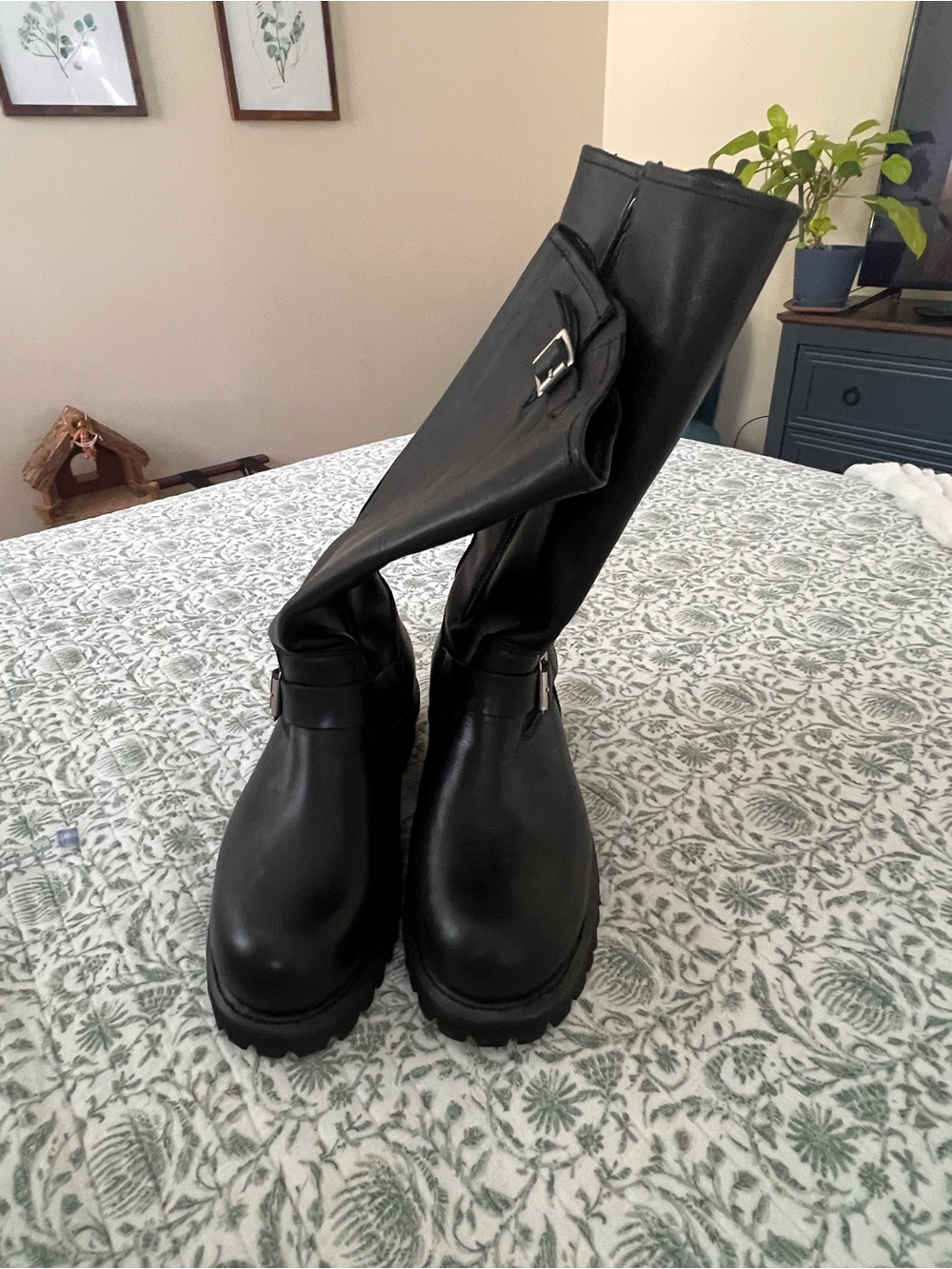 Guide Gear Black Leather Side Zip 15” Engineer Motorcycle Boots Size 9EE